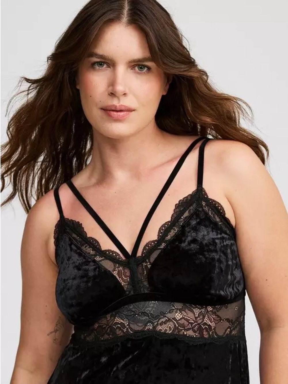 NWT Torrid Velour Lace Maxi Slip Dress Black Crushed Velvet Lingerie Nightgown 1 - Picture 3 of 13